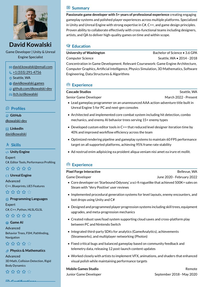 Glalie resume template