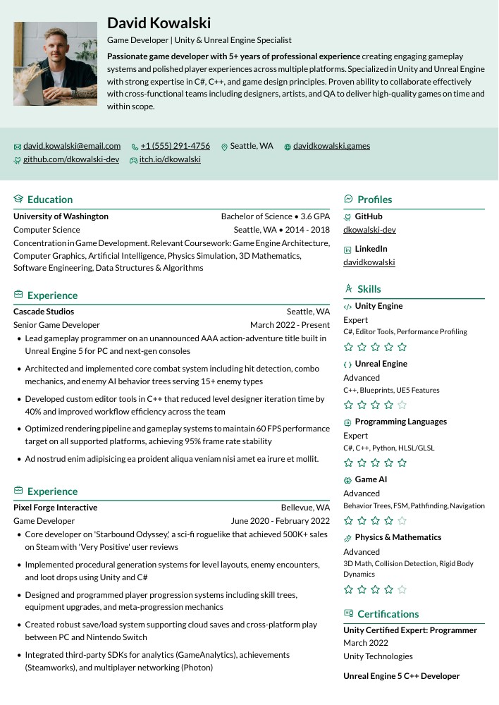 Leafish resume template